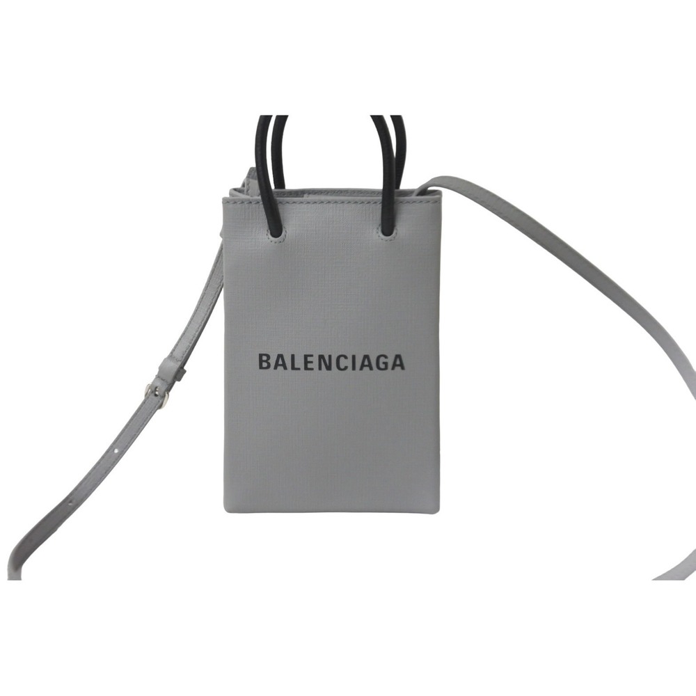 BALENCIAGA shoulder bag shopping phone holder gray leather - Picture 2 of 10